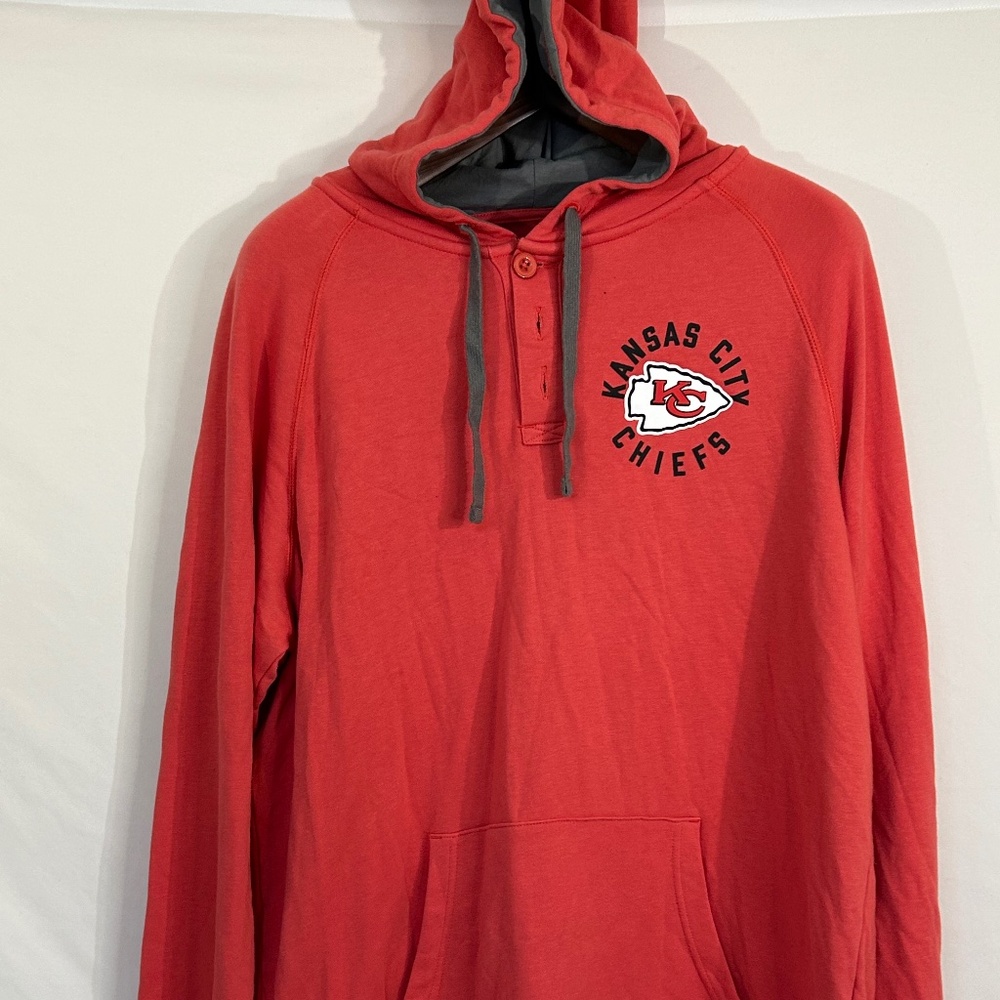 Kansas City Chiefs Henley Hoodie Sweatshirt Mens XL Light Red NFL‎ Team Apparel